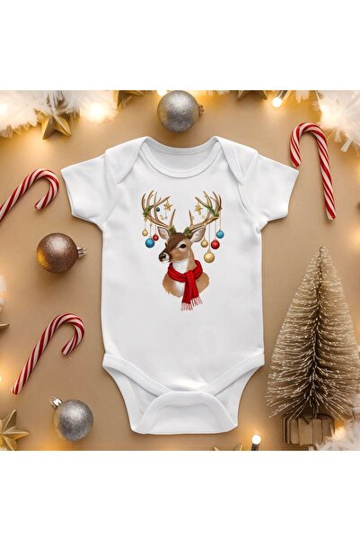 Vordevia New Year's Deer Printed Baby Bodysuit