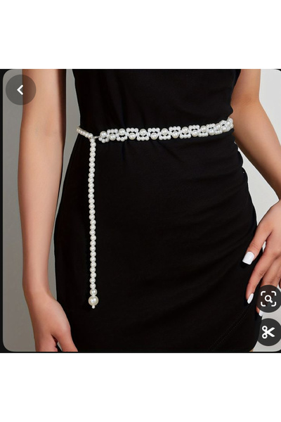 SmY Bag Curea reglabilă de culoare crem cu perle - Design standard