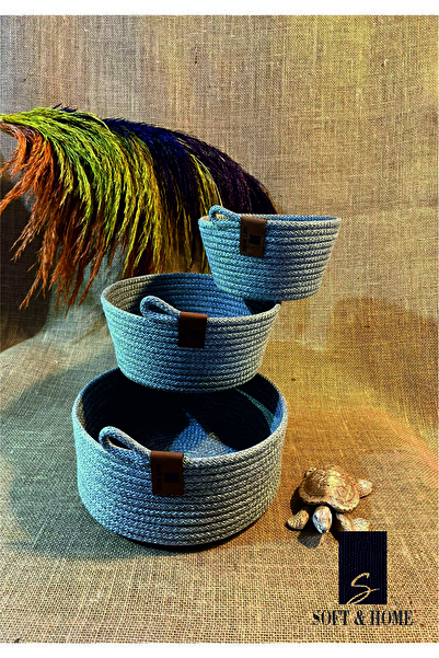 SOFT HOME Jüt Hasır Sepet ,el Dokuma, Çok Amaçlı Sepet, Banyo Ve Mutfak Organ...