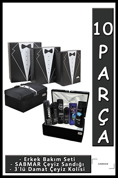 Pierre Cardin Damat Bohça Seti Çeyiz Sandığı + 3'lü Mukavva Damat Çeyiz Kolis...