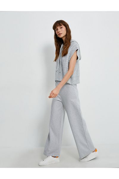 Koton Wide Leg Sweatpants Ribbed with Lace Waist