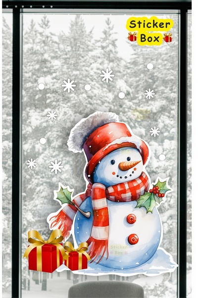 Think And Print Αυτοκόλλητο με χιονάνθρωπο και νιφάδες χιονιού για την αρχή τ...