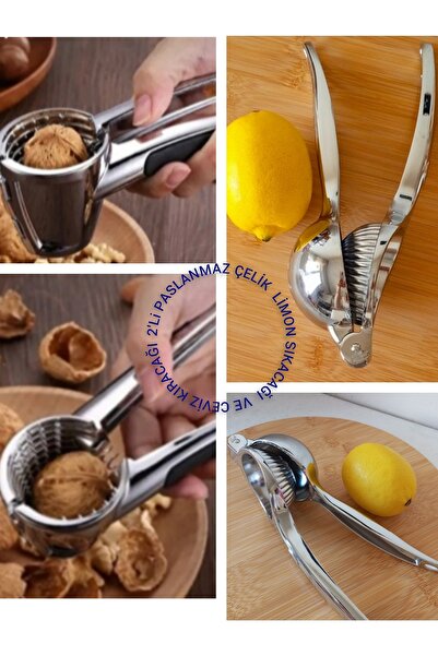 TARIK HOME عبوتان من عصارة الليمون المصنوعة من الفولاذ المقاوم للصدأ وفتات الجوز