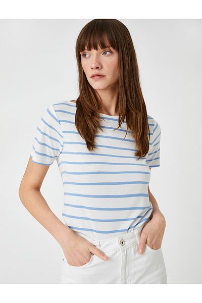 Koton Boat Neck T-Shirt Short Sleeve