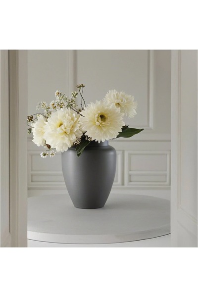 Lui Tasarım İskandinav Tarzı Dekoratif Bohem Seramik Vazo 15 Cm Vizon Renk