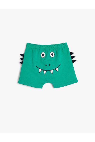 Koton Shorts with Applique Detail, Printed on the Back, Elastic Waist