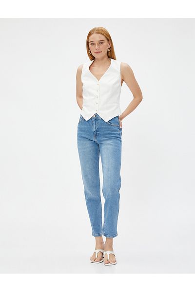 Koton Jeans mit hoher Taille und leicht schmalem Bein – Eve Jeans
