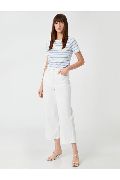 Koton Boat Neck T-Shirt Short Sleeve