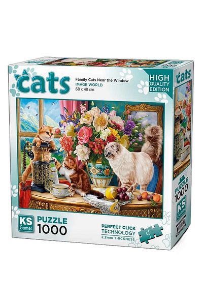 TOYFEST KS Games Family Cats بالقرب من لغز النافذة 1000 قطعة 20794