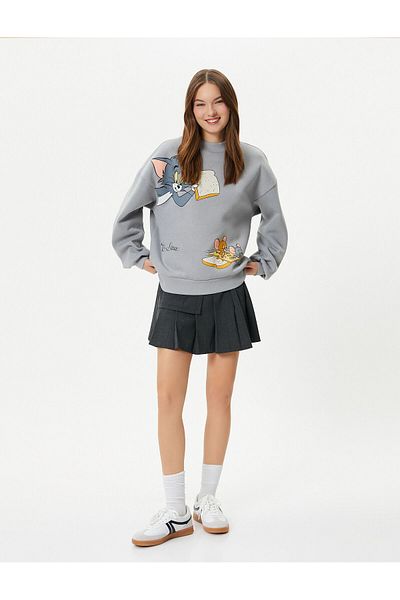 Koton Tom and Jerry Sweatshirt Licensed Comfortable Fit Crew Neck Long Sleeve