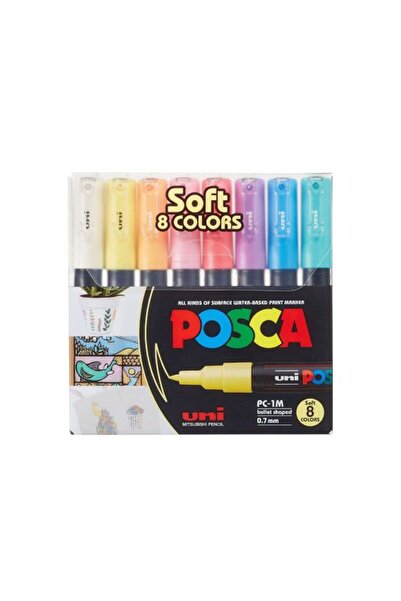 POSCA مجموعة أقلام تلوين PC-1M مقاس 0.7 مم [8C] ألوان ناعمة