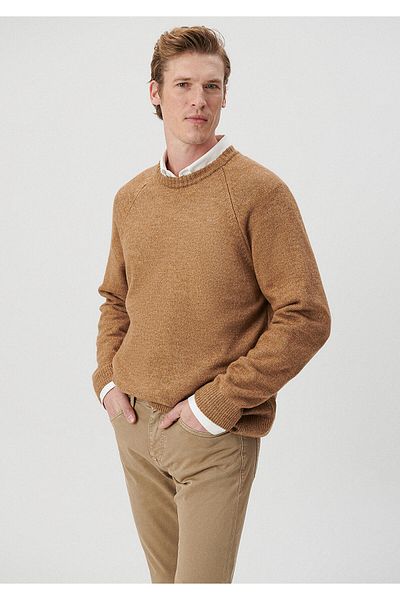 Mavi Crew Neck Καφέ πουλόβερ Regular Fit / Normal Cut 0710134-82337