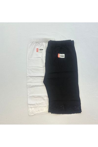 GİYSEM UNDERWEAR 2-Piece Cotton Classic Black and White Below the Knee-Hijab-Leggings and Skirt-Pants