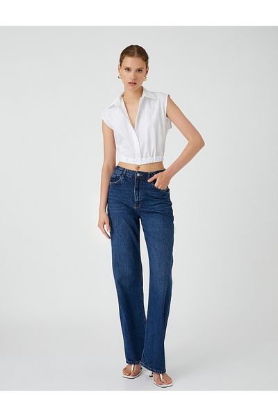 Koton Crop Shirt Window Detailní Bavlna bez rukávů