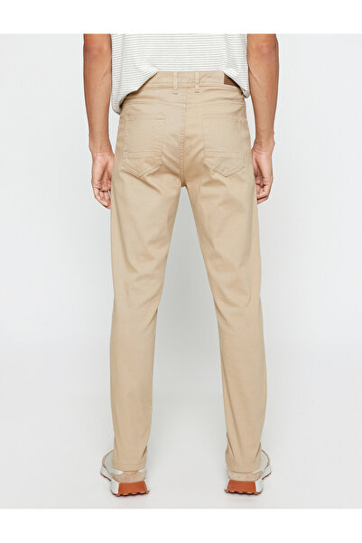 Koton Basic Gabardine Trousers Slim Fit Button Detailed Pocket