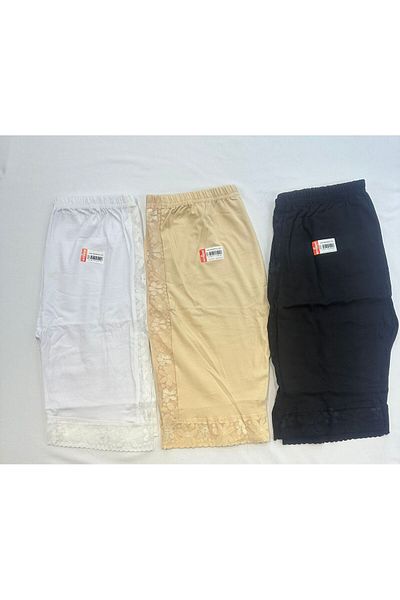 GİYSEM UNDERWEAR 3-Piece Cotton Skin Set - Black and White Over-The-Knee, Skirt-Pants, Hijab-Leggings Economical