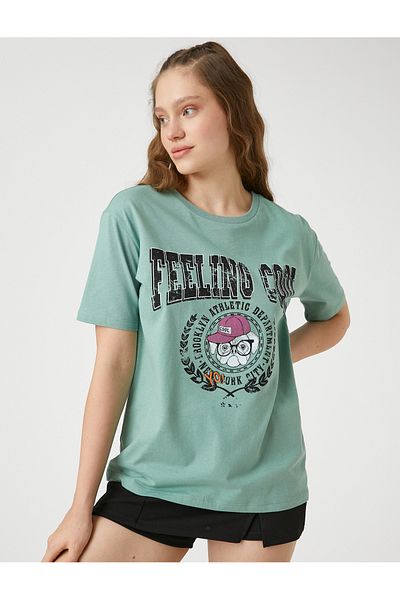 Koton Printed T-Shirt Crew Neck Short Sleeve