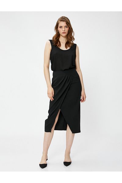 Koton Fustă midi Închidere Wrap Slit adânc