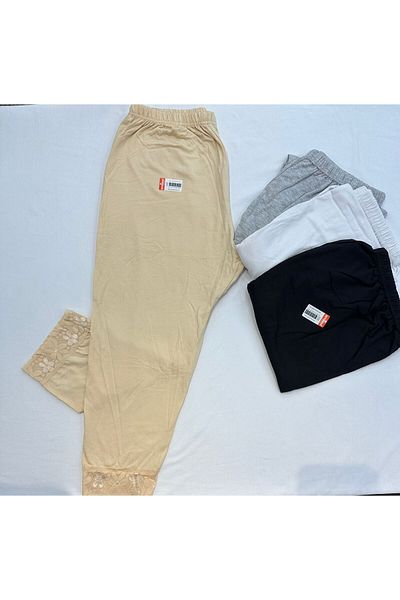 GİYSEM UNDERWEAR Set of 4 Cotton Hijab-Leggings - Grey, Black and White Below Knee and over Skirt-Pants