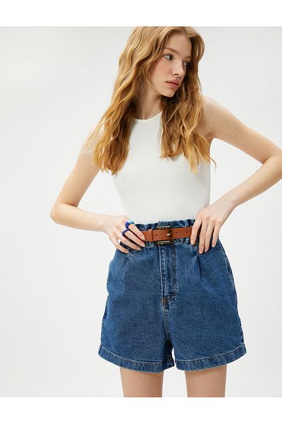 Koton Elastic Waist Standard Γυναικείο Σορτς Indigo 3sal40066md