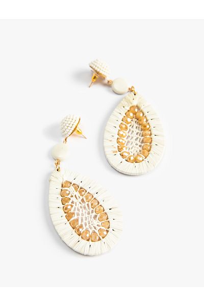 Koton Wicker Earrings Dangle Beaded Geometric Shape