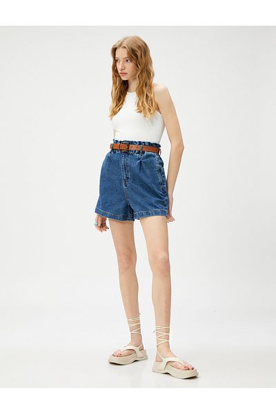 Koton Elastic Waist Standard Γυναικείο Σορτς Indigo 3sal40066md