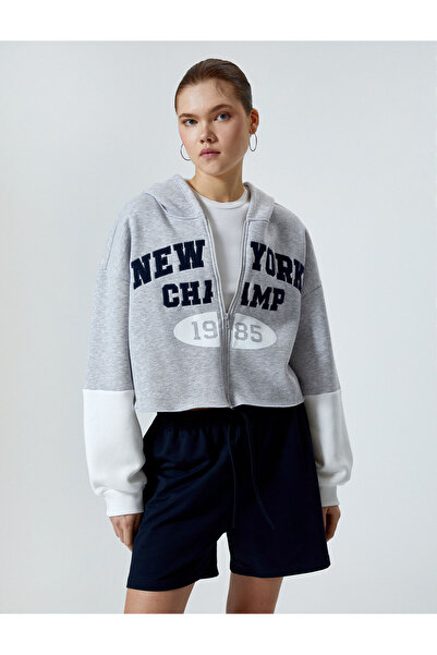 Koton Mikina s kapucí a zipem s vyšívaným dlouhým rukávem