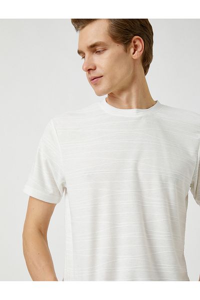 Koton Stripe Printed T-Shirt Slim Fit Crew Neck Short Sleeve