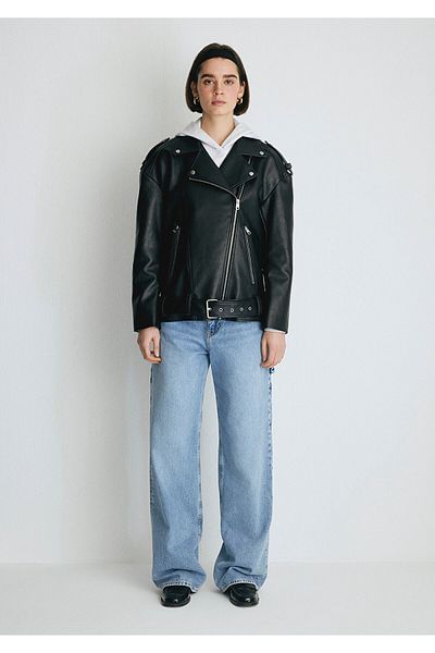Mavi Black Faux Leather Biker Jacket - Loose Fit1110326-900