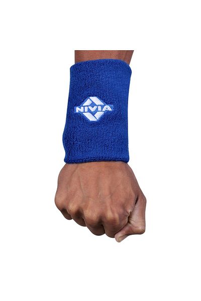 DSC Nivia Wrist Band Wb01 | Small | Blue | Cotton | Sweatband | Stretchable | Absorbent | Unisex