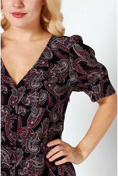 Michael Kors Women Allover Print Short Sleeves Casual Maxi Dress, Black