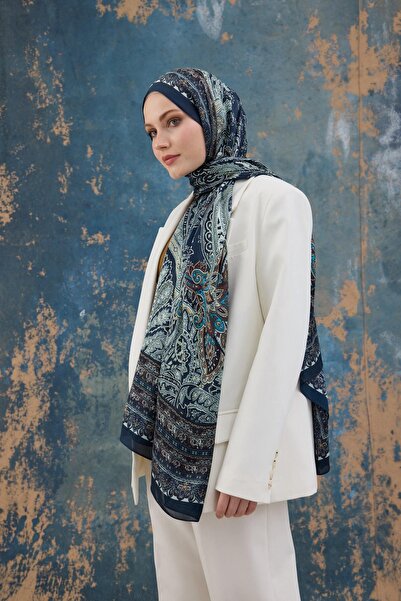 İpekhan Синій індійський шарф - 5007-04