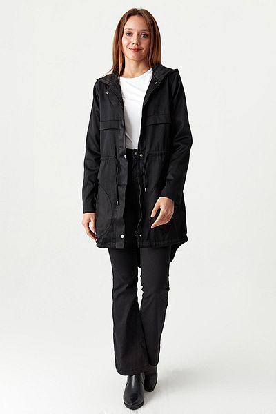 Select Moda Parka din țesătură strălucitoare cu glugă pentru femei