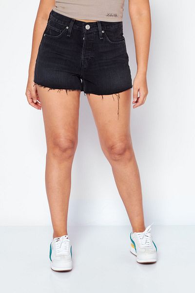 Hudson Women Washed Denim Shorts, Black