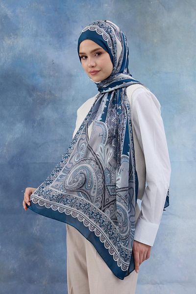 İpekhan Şal din voal indian albastru - 5006-01