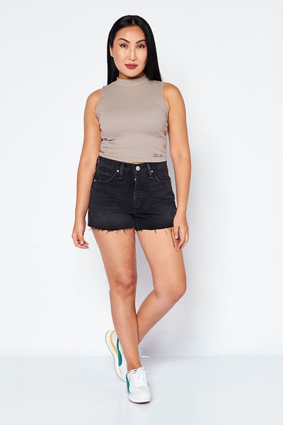 Hudson Women Washed Denim Shorts, Black