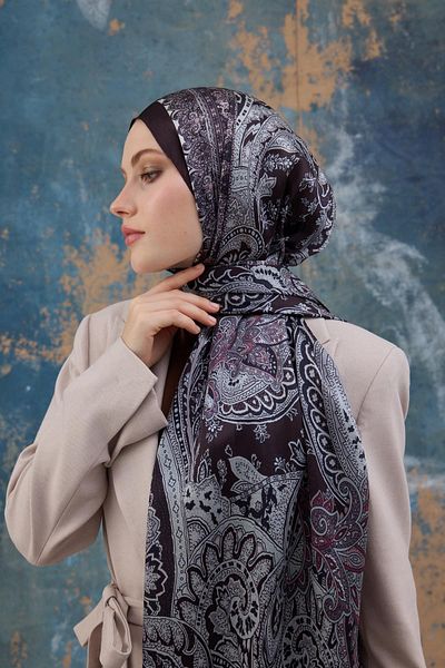 İpekhan Plum Indian Voile Shawl - 5007-14