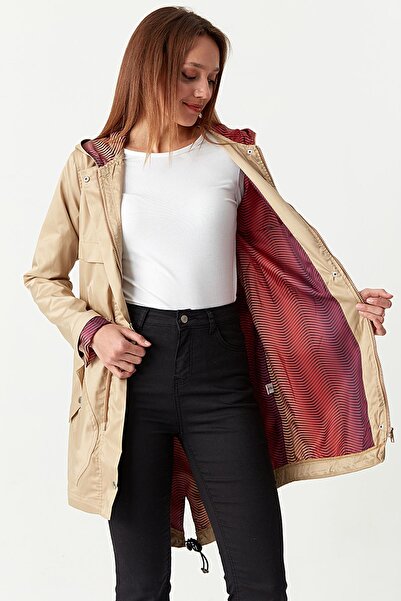 Select Moda Women's Hooded Shiny Fabric Parka