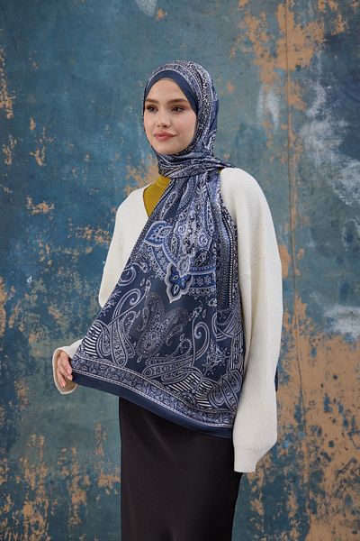 İpekhan Şal din voile indian albastru gheaţă - 5008-05