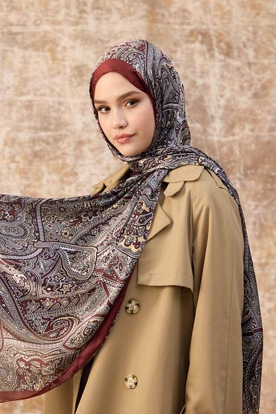 İpekhan Βουργουνδία Indian Voile Shawl - 5003-02