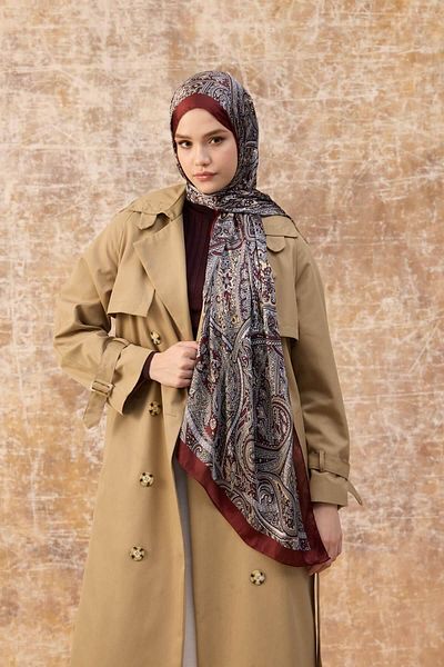 İpekhan Βουργουνδία Indian Voile Shawl - 5003-02