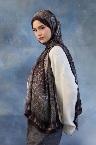 İpekhan Mürdüm Hint Vual Şal -  5002-15