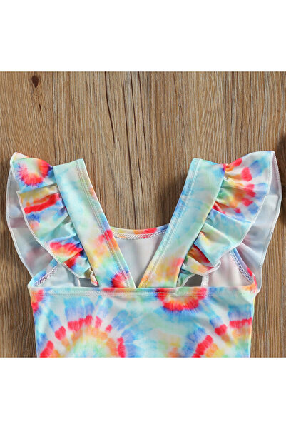 OEM Multicolored swimsuit with vertical ruffles Drool