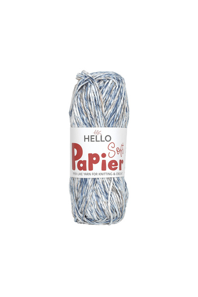 Hello Soft Papier Kağıt İp Örgü Çanta İpi 100 Gram 100 Metre Ebruli Mavi P17