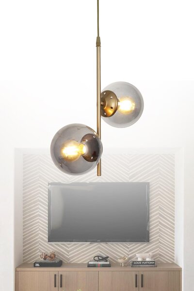 Taşcan Aydınlatma Ladin 2 Li Eskitme Sarkıt Avize-füme Camlı Dekoratif Tasarı...