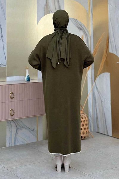 Bym Fashion Πλεκτή ζακέτα με σκίσιμο στα πλαϊνά λεπτομέρεια 18204 Khaki-Stone