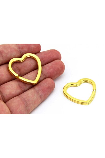 yfhobi 100 Adet - 30x30 Mm Sarı Kaplama Kalp Anahtarlık Halkası