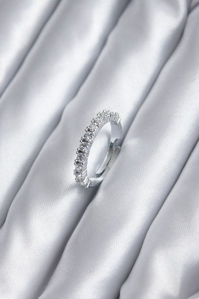 Skygo Silver Color Thin Waterway Model Zircon Stone Women's Ring - TJ-BYK2833