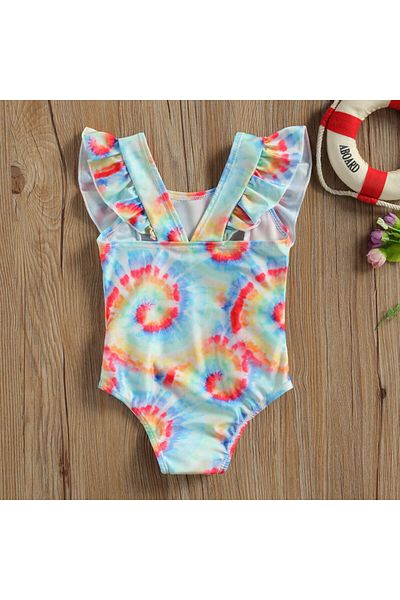 OEM Multicolored swimsuit with vertical ruffles Drool