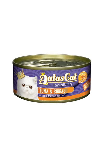 Aatas Cat Tantalizing Tuna and Shirasu in Aspic Formula Canned Cat Food - 80 g Pack of 24